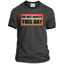 Ringer T-Shirt DO NOT WASTE THIS DAY logo on Retro Background