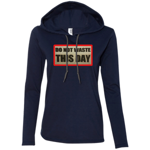 Ladies' T-Shirt Hoodie DO NOT WASTE THIS DAY logo on Retro Background
