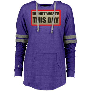 Ladies' Low Key Hoodie Pull Over DO NOT WASTE THIS DAY logo on Retro Background