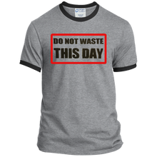 Ringer T-Shirt DO NOT WASTE THIS DAY logo on Transparent Background